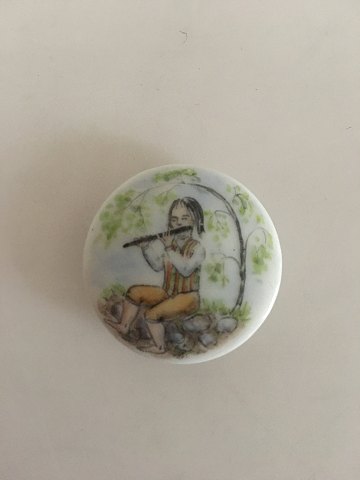 Royal Copenhagen Porcelain Button with Handpainted Motif of Musician