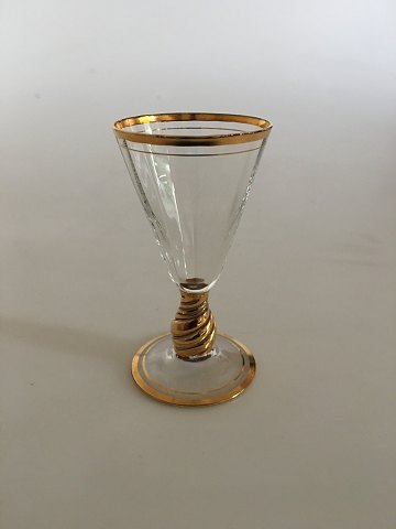 Holmegaard Ida Snapseglas med optiske striber og guld.
