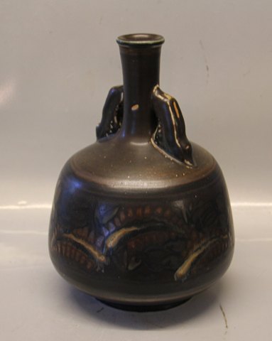B&G Art Pottery B&G Classical Stoneware Vase - Jar with brown glaze Signed CO 
1958 Cathinka Olsen 31 cm

