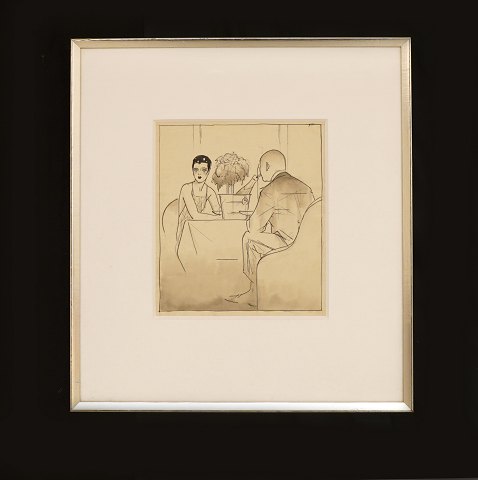Sven Brasch, 1886-1970, drawing. Circa 1920. 
Visible size: 20x17cm. With frame: 38x34cm