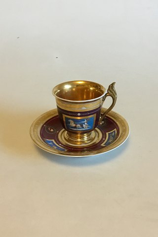 Royal Copenhagen Empire cup in Sevres style decorated with war chariots women