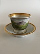 Royal Copenhagen Antique Morning Cup and Saucer with Handpainted Motif of 
Sorgenfri Castle.