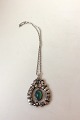 Early Georg Jensen 826 Silver pendant with chrysoprase No 14