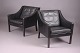 Roxy Klassik præsenterer: Børge Mogensen / Fredericia Furniture.2 Lænestole.Mørk bejdset træ & sort ...
