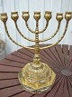 Flot 7-armet lysestage i messing -højde 36½ cm - fod 20 cm i diameter - armenes bredde 29 cm - ...