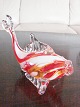 Mundblæst glas - Fisk - i orange/rød/hvid - højde: 14 cm - perfekt stand