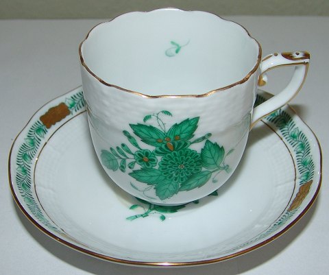 KAD ringen - Herend Hungary Chinese Bouquet Green Coffee Cup and