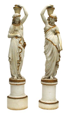 Two very decorative figures, wood with gildings