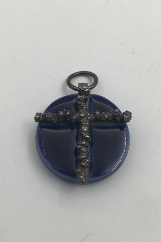 Royal Copenhagen / Anton Michelsen Cross Pendant in Sterling Silver and porcelain