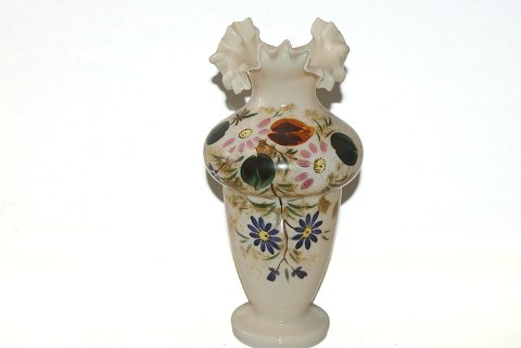 1800 Century Opaline vase, painted with flowers