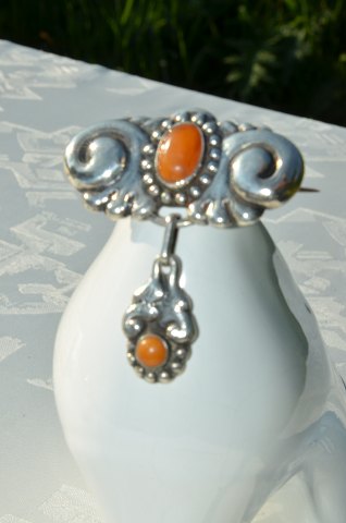 Silver Broshe  with amber.