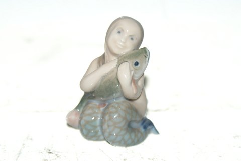 Royal Copenhagen Figurine, Mermaid with fish