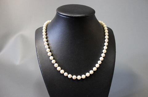 Necklace with cultured Pearls and a 14 carat gold Lock. 
5000m2 showroom.