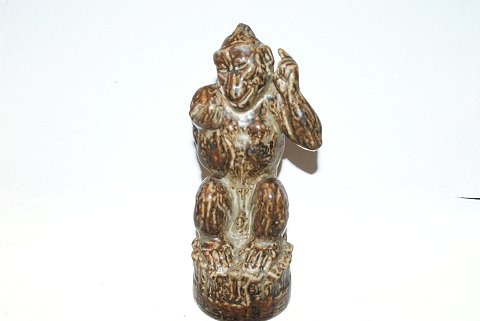 Royal Copenhagen Stoneware Figure, Monkey with butterfly
