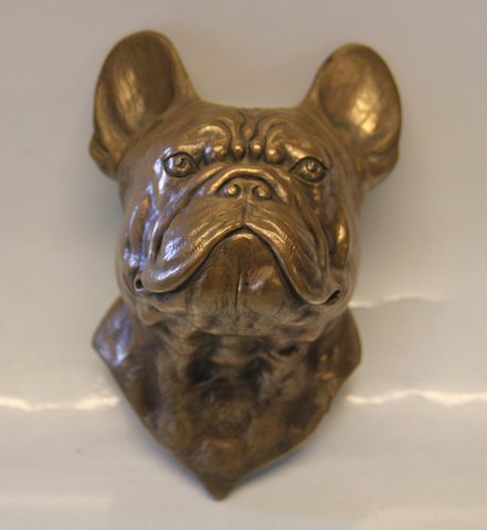 Fransk Bulldog Hoved Bronzeret 18 cm til vægophæng