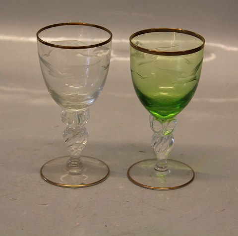 Mågeglas  Lyngby Hvidvins glas, grønne og klare 12,5 cm