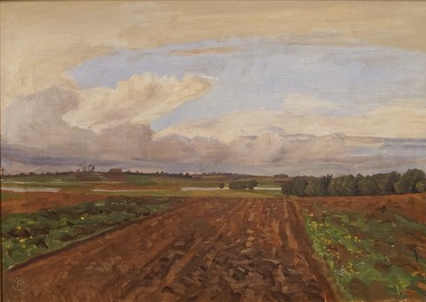 Fritz Syberg; An oil painting, Danish landscape