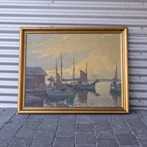 Maleri
Gustav P Rimmer
Skibe i havn