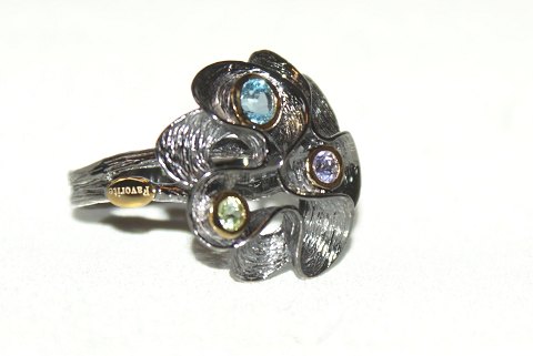 Designers Favorites ring, Sterling sølv Sort Rhodium og 18 karat guld belægning 
58