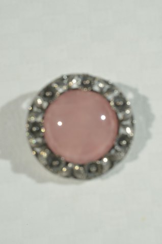 Sterling silver brooch  with rosa quartz
