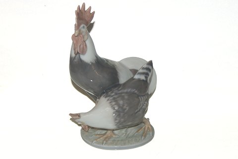 Large and rare Royal Copenhagen figure, Rooster & Hen.