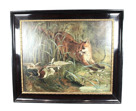 Oil painting with animal motif and with black frame without signature.
5000m2 showroom