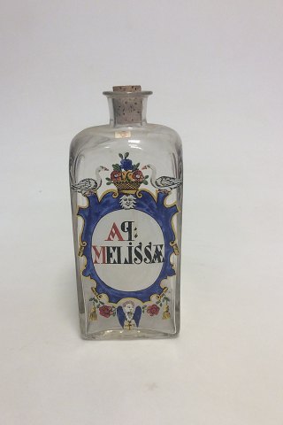 Holmegaard Apotekerflasken, krukke med tekst "AP MELISSAE" fra 1986