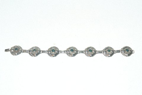 Silver Bracelet with green stones in Silver