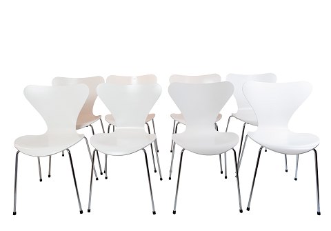 Et sæt af Syver stole - Model 3107 - Arne Jacobsen - Fritz Hansen 
