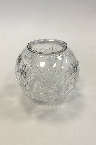 Krystalglas Kugleformet Vase med indsats(Kaviarskål?) og slibninger