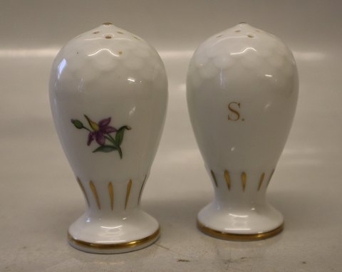 B&G Saxon Flower white porcelain 052 a Salt 7,5 cm (541) "S"	 and 052 b Pepper 
7,5 cm (531) "P"