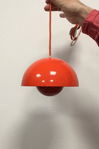Verner Panton Red/Orange Flowerpot, the old type with enamel