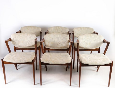 Set of 6 armchairs, model 42, Rosewood, designed by Kai Kristiansen, 1960
Great condition
