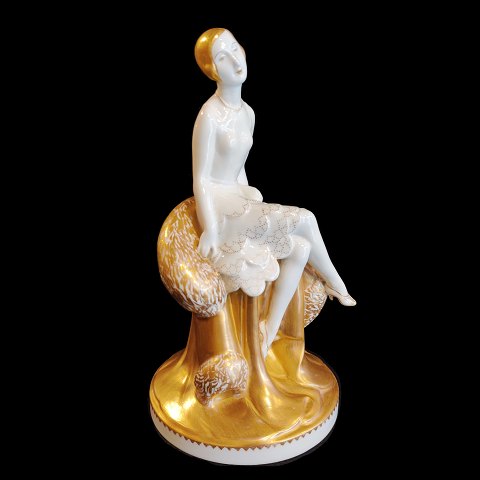 Bing & Grøndahl; Porcelain figurine, blanc de chine with gold #2112