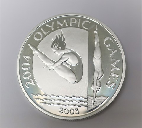 Samoa. Olympiade 2004. Silbermünze $10 von 2003. Durchmesser 38 mm.