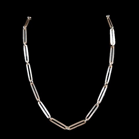 Georg Jensen, Bent Gabrielsen; Hammered long silver necklace #195A