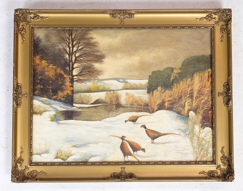 Maleri, landskab med sne, 1930, 37,5x47
Flot stand
