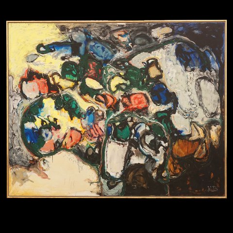 Mogens Balle, dänischer COBRA-Maler, 1921-88, Öl 
auf Leinen. Signiert und datiert 1976. Lichtmasse: 
130x162cm. Mit Rahmen: 134x166cm