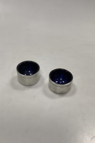Pair of Just Andersen Pewter Salt Dishes with blue Incerts