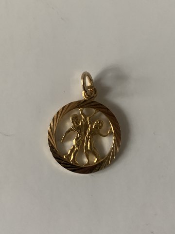 Gemini zodiac sign in 14 carat Gold
Stamped 585
Diameter. approx. 16.51 mm
With the eel approx. 19.00 mm