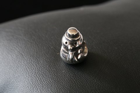 Charm for bracelets, from Pandora designed as a snowman. 925 sterling silver.