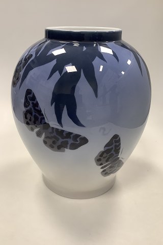 Royal Copenhagen Art Nouveau Unika Vase by Carl Mortensen with a butterflies from 1898 no 6833