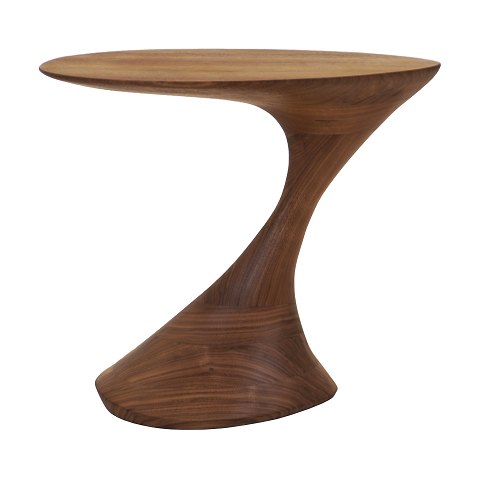 Oval walnut lamp table by Morten Stenbæk, Denmark. 
Signed Morten Stenbæk. H: 47cm. Top: 54x35cm
