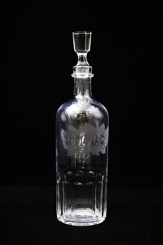 Fine, old "Cognac" glass decanter with glass stopper...