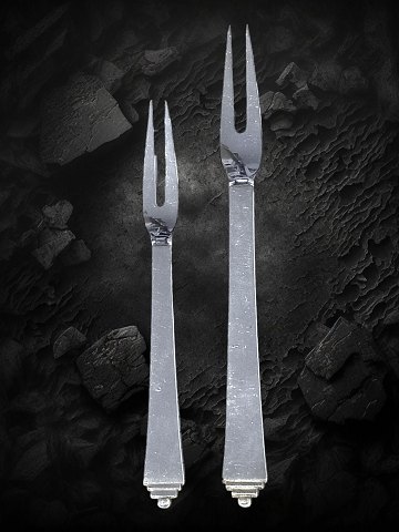 Georg Jensen sterling silver Pyramid set. Meat/server forks.