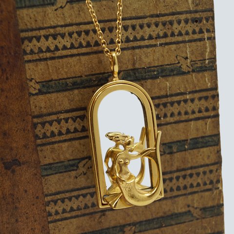 Georg Jensen, Ole Bent Petersen; Necklace Mermaid with mirror #5201