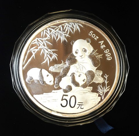 Kina. 50 Yuan Panda sølv 5 ounce Ag.999. 2012.