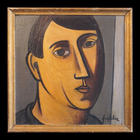 Wilhelm Freddie selvportræt. Wilhelm Freddie, 
1909-95, olie på plade. Tidligt selvportræt 
signeret og dateret 1926-27. Lysmål: 38x37cm. Med 
ramme: 43x42cm