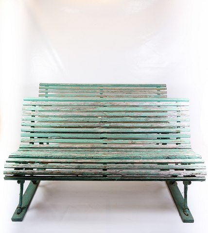 Set Of 2 Antique French Park Benches - Painted In Greenish Color - Patina - 
1930s
Great condition
