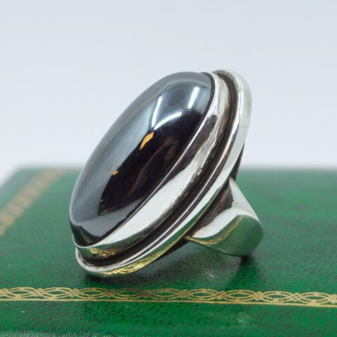 Regitze Overgaard for Georg Jensen; Big silver ring wit hematite #46E